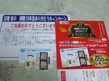 20141129 日糧製パン ＱＵＯカード500円分.JPG