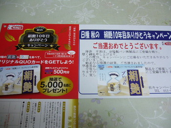 20141227 日糧製パン ＱＵＯカード500円分.JPG